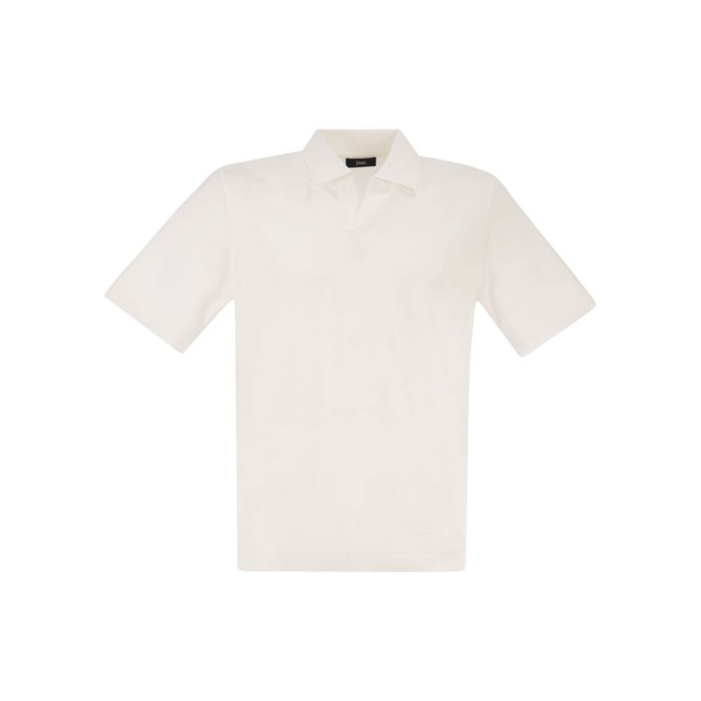 Herno Men Cotton Jersey Polo Shirt With Open Collar